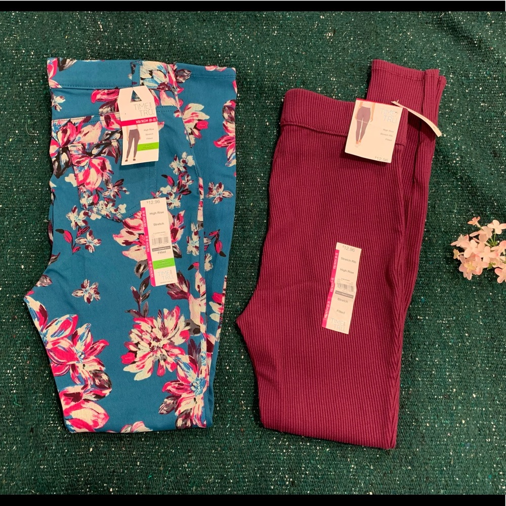 🌸High rise stretch fitted leggings x2